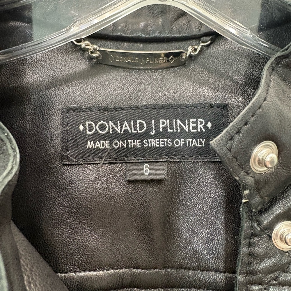 Donald J. Pliner Black Quilted Leather Moto Jacket - Picture 6 of 8